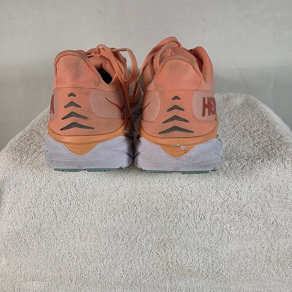 Hoka One One Clifton 8 Orange & Cream Lace-up Women's Running Shoes Size 10B - Picture 5 of 15